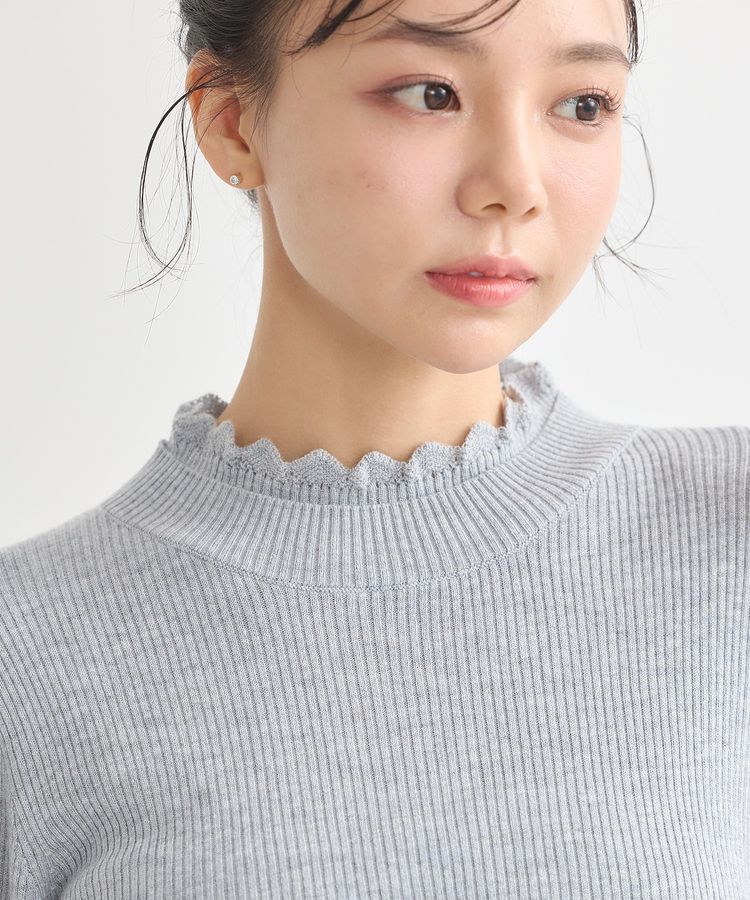 earth music&ecology「レーシーハイネックリブプルオーバー」|ニット・セーター|