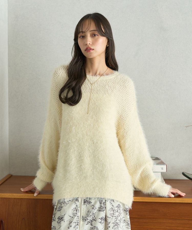 earth music&ecology「モヘヤライクレースニット」|ニット・セーター|