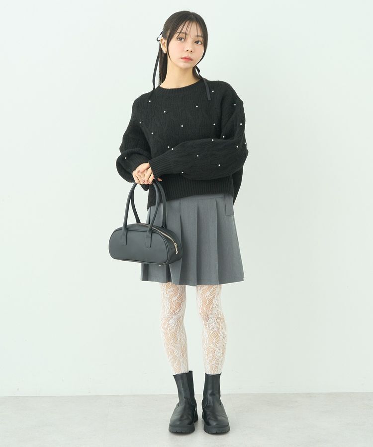 earth music&ecology「パール&ケーブルニットプルオーバー」|ニット・セーター|