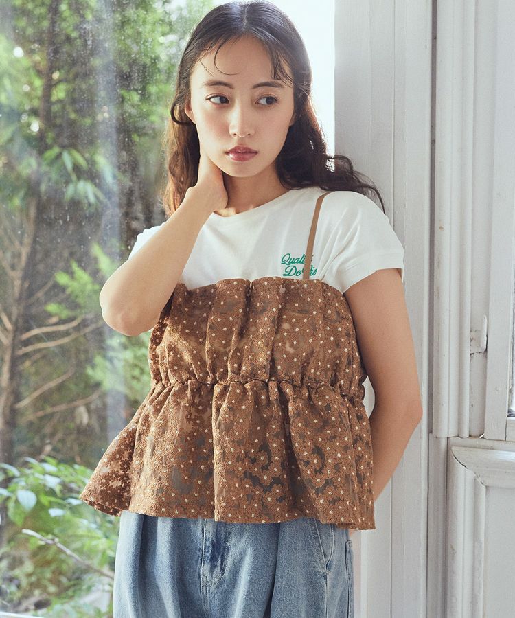 earth music&ecology「キラキラフラワー刺繍ビスチェ」|ベスト・ジレ|