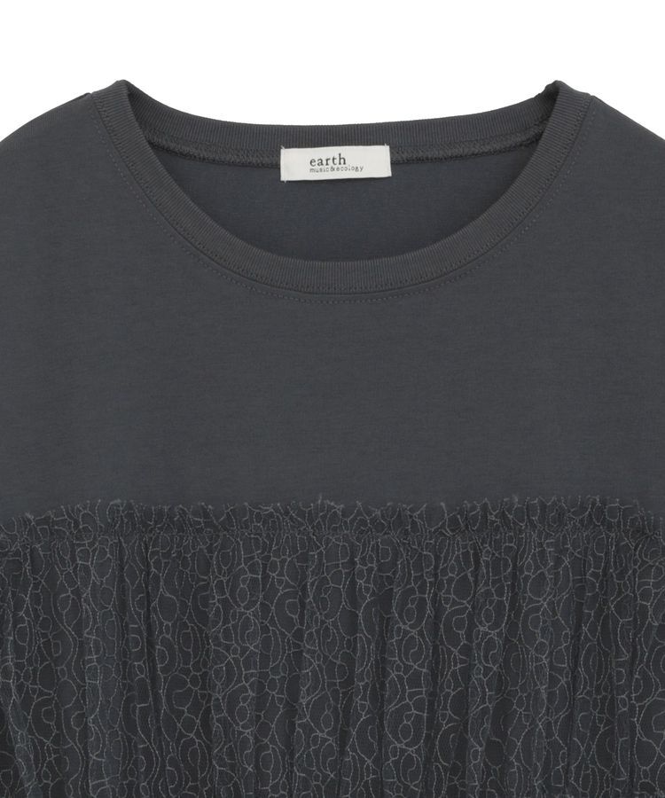 earth music&ecology「ニュアンス柄レースドッキングプルオーバー」|Tシャツ・カットソー|