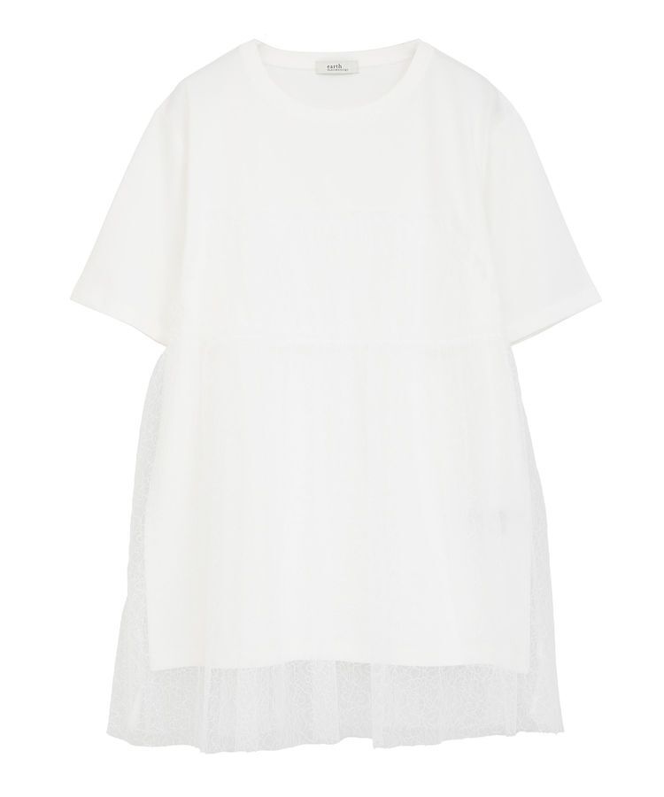 earth music&ecology「ニュアンス柄レースドッキングプルオーバー」|Tシャツ・カットソー|