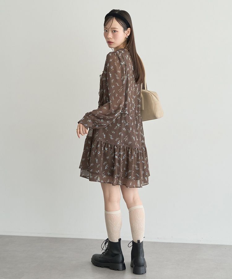 earth music&ecology「フラワー楊柳ティアードミニワンピース」|ワンピース|