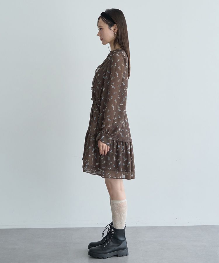 earth music&ecology「フラワー楊柳ティアードミニワンピース」|ワンピース|