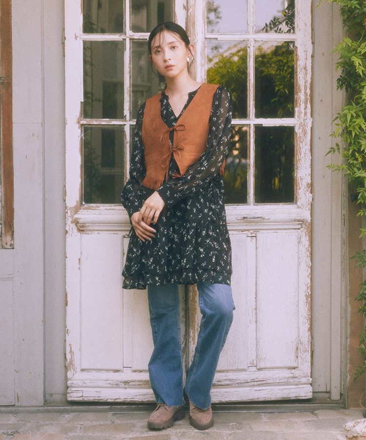 earth music&ecology「フラワー楊柳ティアードミニワンピース」|ワンピース|