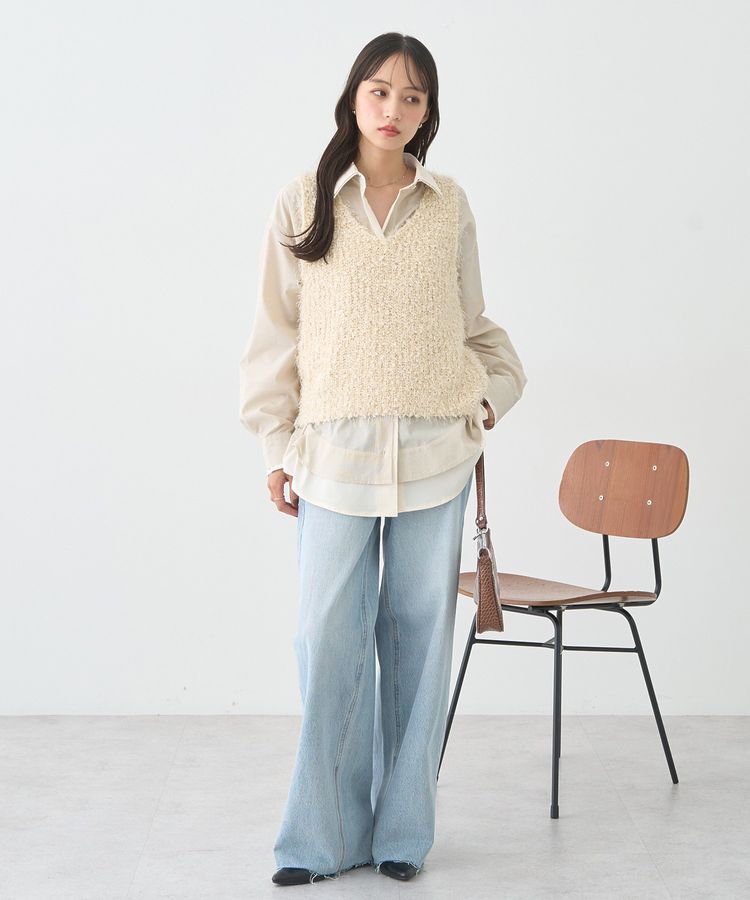 earth music&ecology「セルフカットワイドデニムパンツ」|デニム|