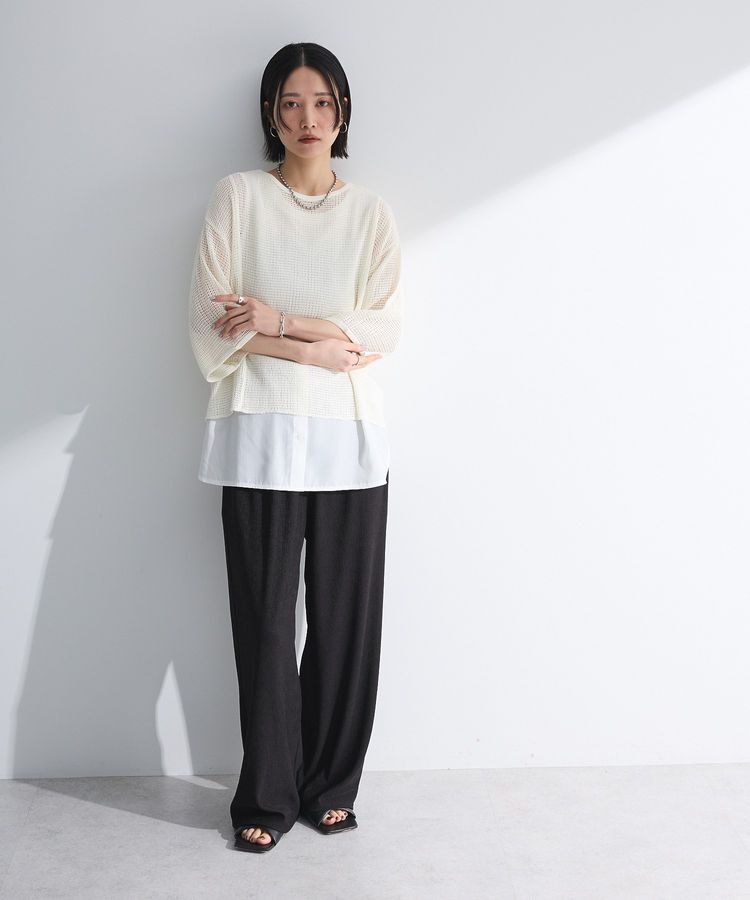 armonia「七分袖コットンメッシュラグラントップス」|Tシャツ・カットソー|