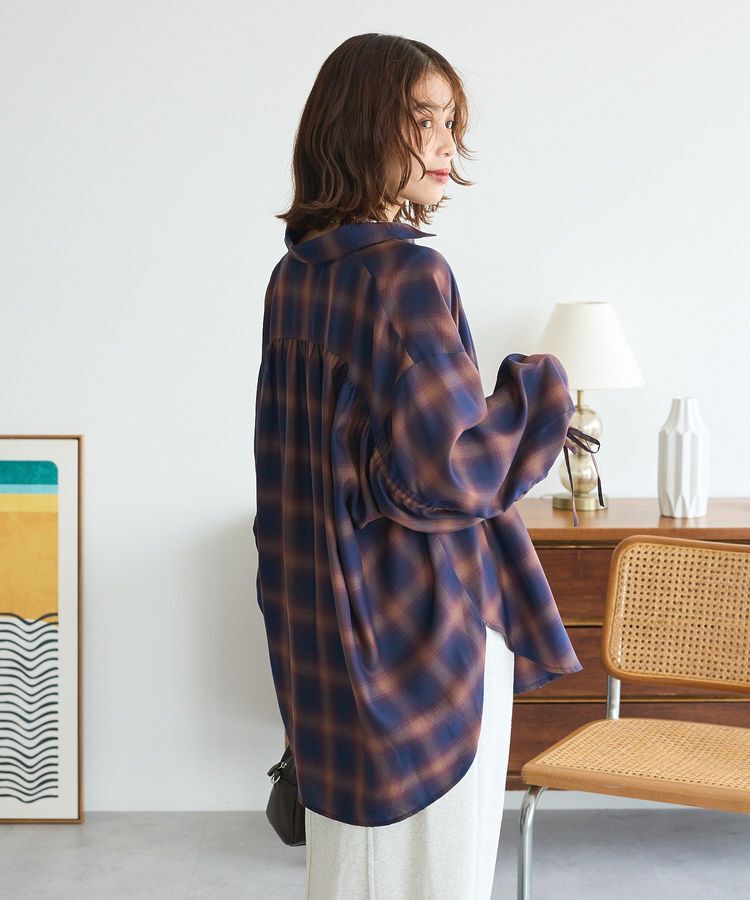 Green Parks「・ELENCARE DUE チェックギャザーシャツ」|シャツ・ブラウス|