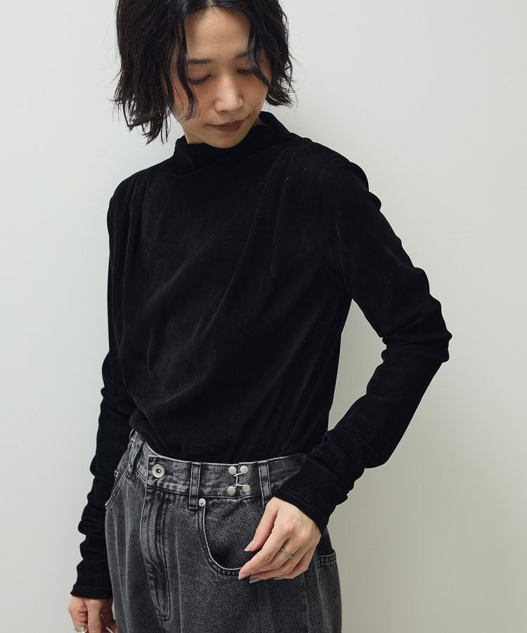 Green Parks「・ANDSEARCH シアーベロアボトルネックロンTEE」|Tシャツ・カットソー|Black