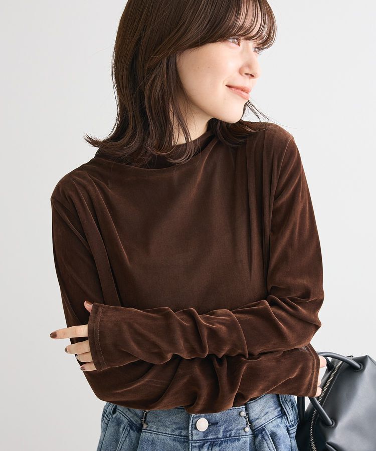 Green Parks「・ANDSEARCH シアーベロアボトルネックロンTEE」|Tシャツ・カットソー|Brown