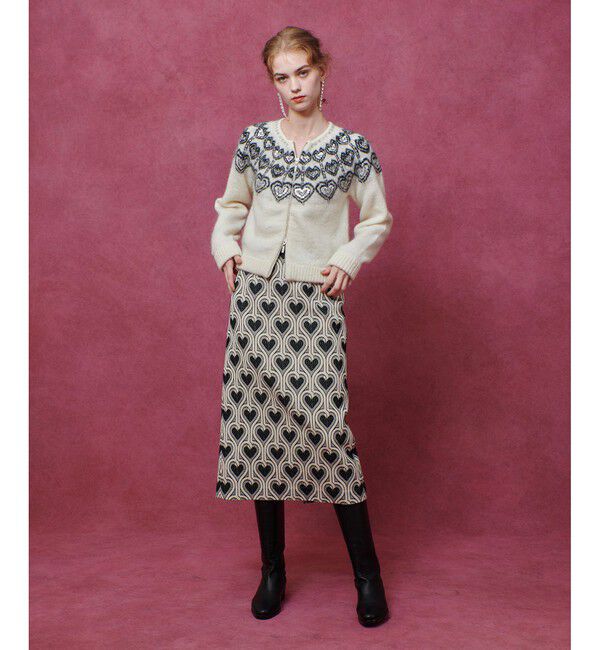 LOULOU WILLOUGHBY「【LOULOU WILLOUGHBY】ハートJQニットブルゾン」|ブルゾン・スタジャン|