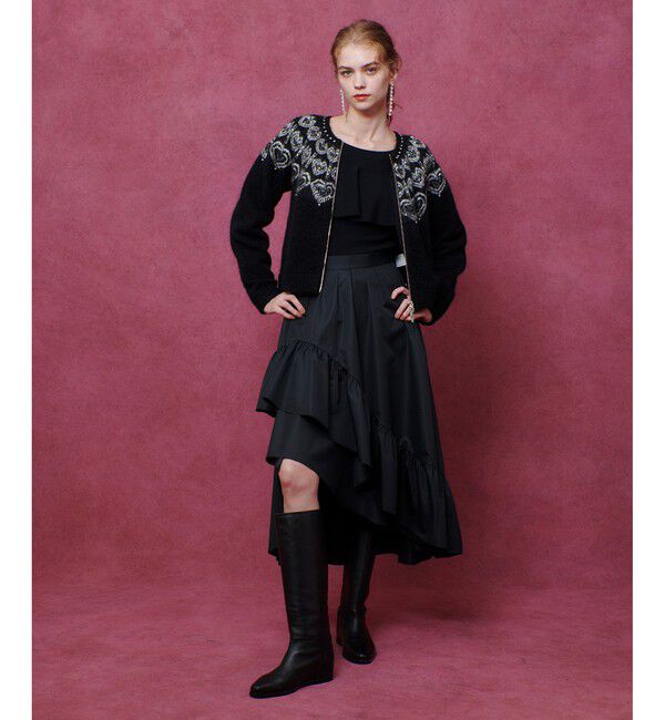 LOULOU WILLOUGHBY「【LOULOU WILLOUGHBY】ハートJQニットブルゾン」|ブルゾン・スタジャン|