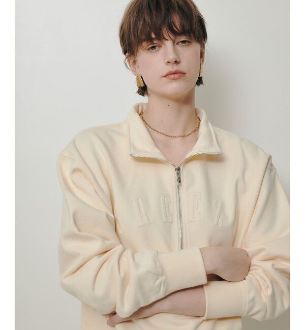 allureville「ハーフジップ刺繍プルオーバー」|Tシャツ・カットソー|アイボリー