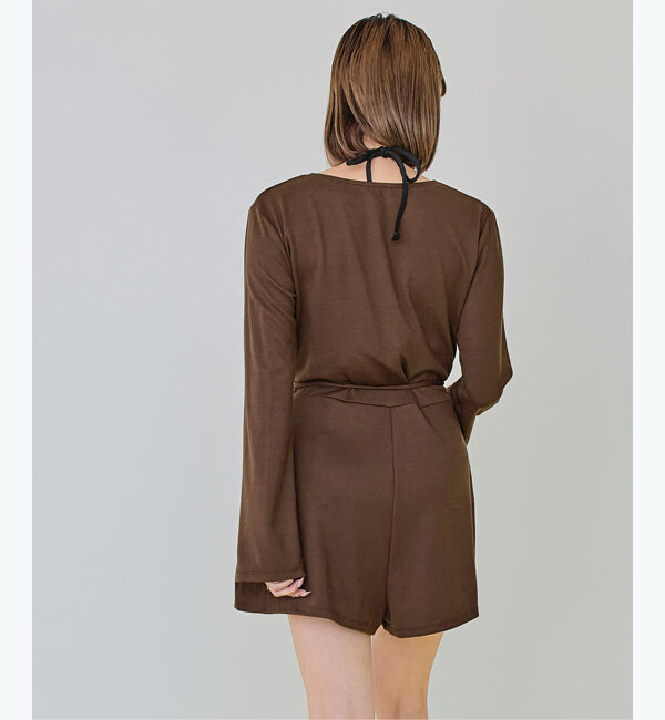 SEA DRESS「細リブカシュクールオールインワン」|コンビネゾン|