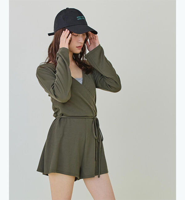 SEA DRESS「細リブカシュクールオールインワン」|コンビネゾン|