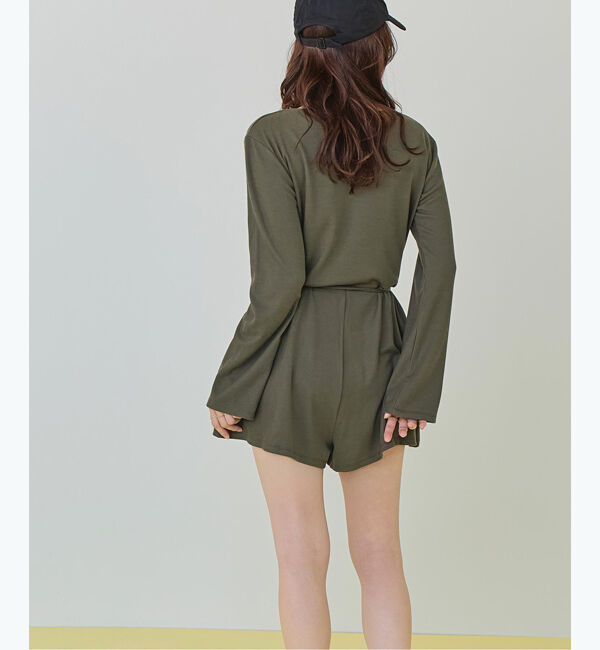 SEA DRESS「細リブカシュクールオールインワン」|コンビネゾン|