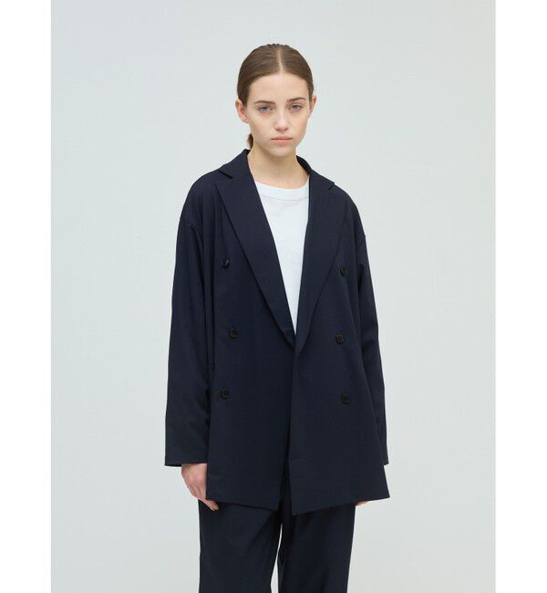 mizuiro ind「mizuiro ind ダブルブレストシャツジャケット」|テーラードジャケット|ネイビー