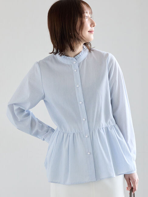 Te chichi「パール釦スタンドフリルペプラムブラウス」|シャツ・ブラウス|