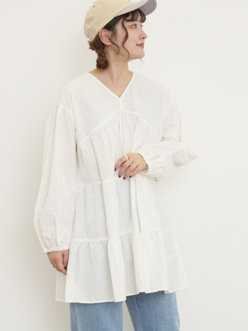 Samansa Mos2「ティアードVネックチュニック」|シャツ・ブラウス|