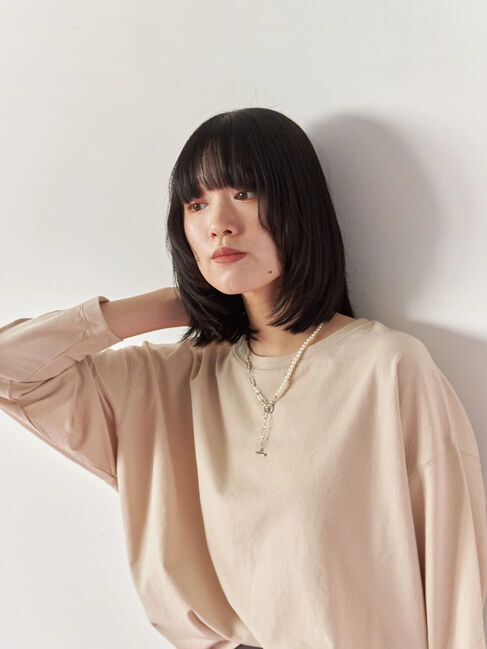 Samansa Mos2 blue「リネンタッチドルマンスリーブプルオーバー」|Tシャツ・カットソー|