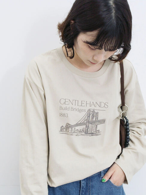 Samansa Mos2 blue「アソートプリントロンT」|Tシャツ・カットソー|