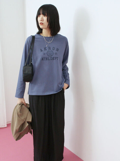 Samansa Mos2 blue「アソートプリントロンT」|Tシャツ・カットソー|