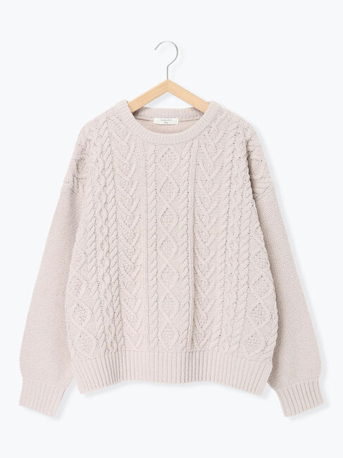 Samansa Mos2 blue「ラメモールケーブルニットプルオーバー」|ニット・セーター|