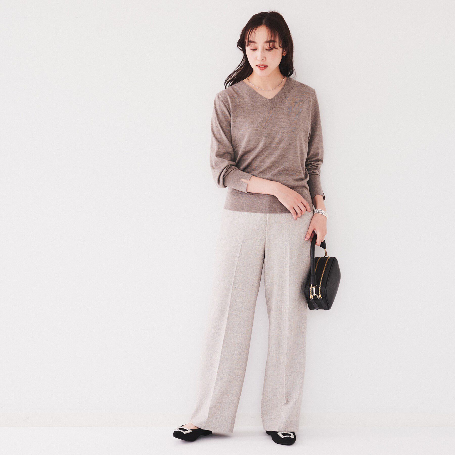 UNTITLED「【アンサンブル可能/洗える】シルクウールカシミヤ Vネックニット」|ニット・セーター|