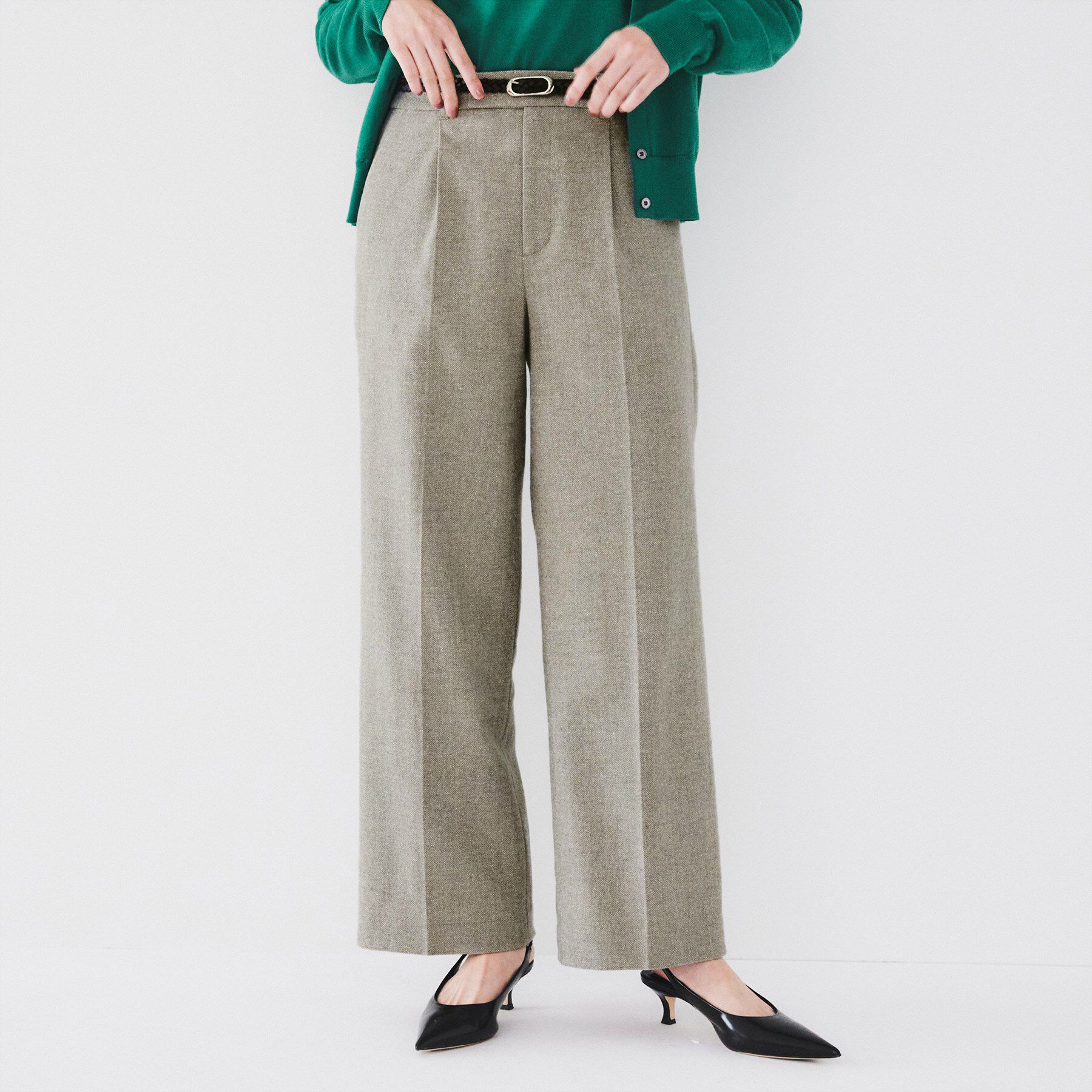 UNTITLED「【日本製/ストレート/センタープレス】ネップへリンボン ワイドパンツ」|その他|