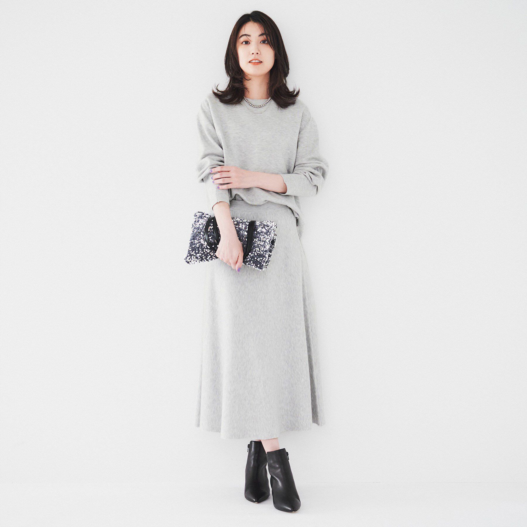 UNTITLED「【セットアップ可能/スウェットライク】セミフレアニットスカート」|スカート|