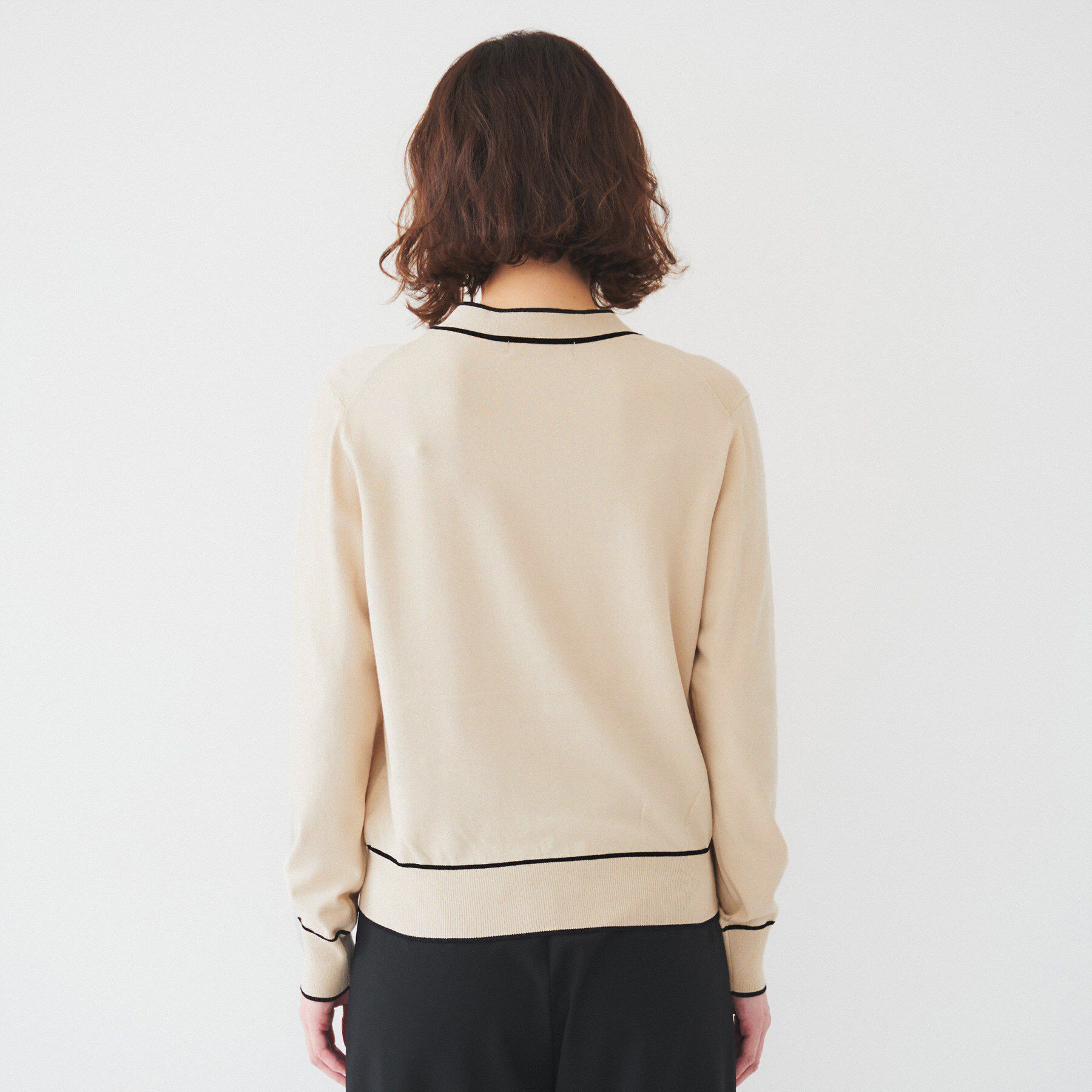 UNTITLED「【アンサンブル可能】ボウタイ 配色プルオーバーニット」|ニット・セーター|