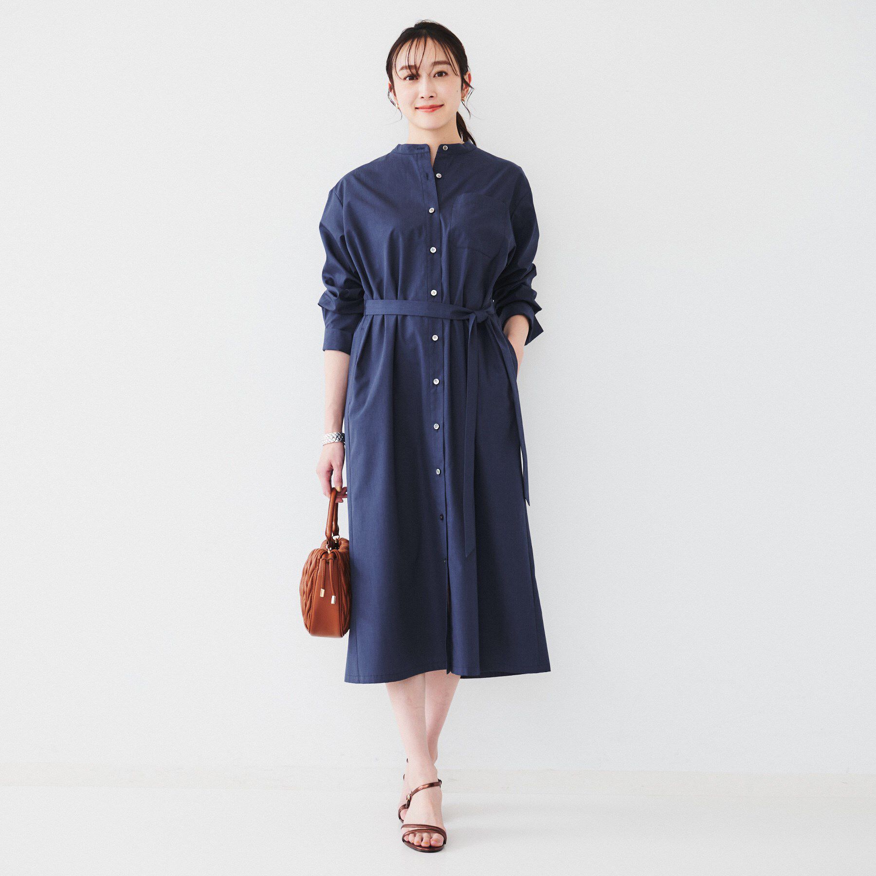 UNTITLED「バンドカラーシャツワンピース」|ワンピース|