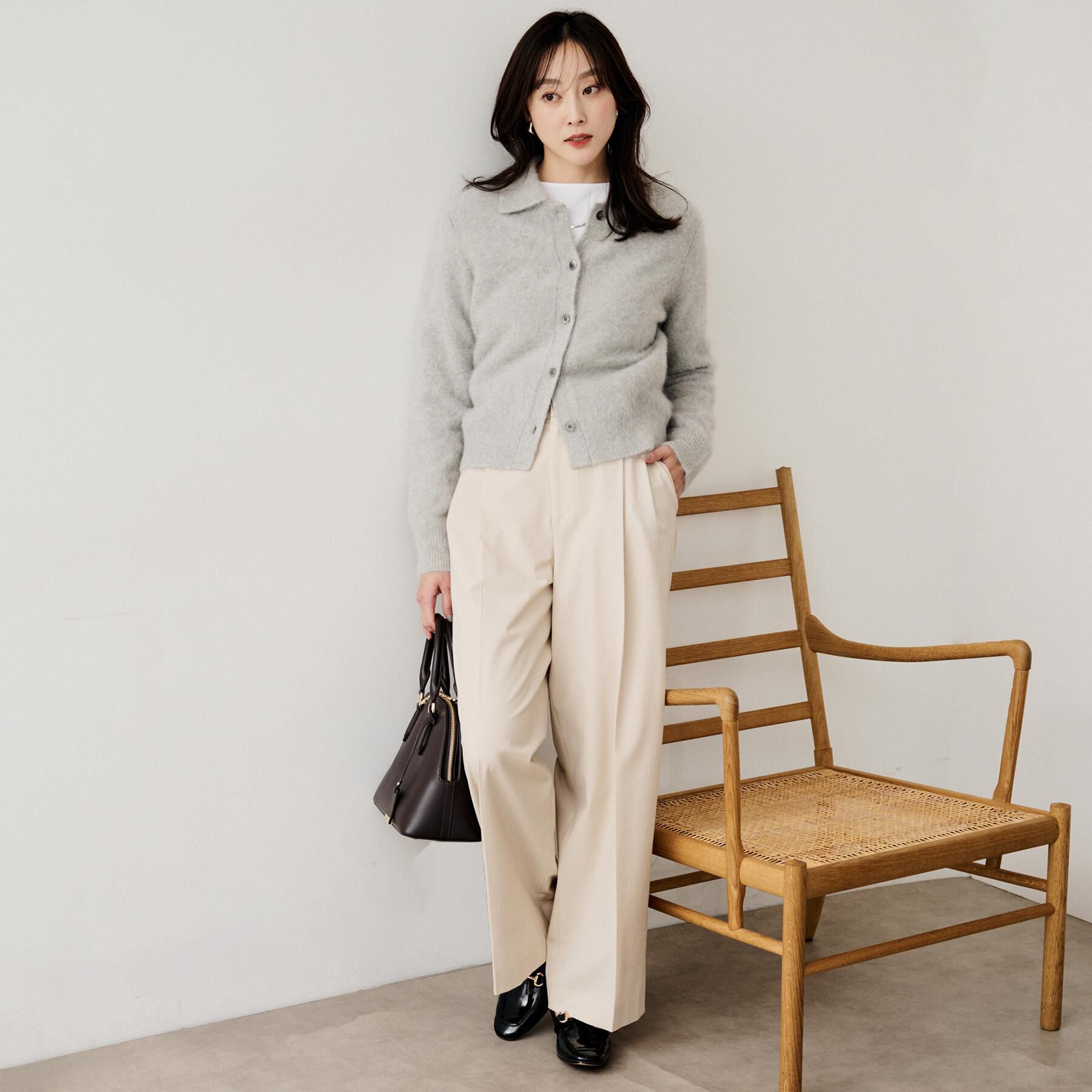 UNTITLED「【洗える/ウエスト後ろゴム】ウール混　タックワイドパンツ」|その他|