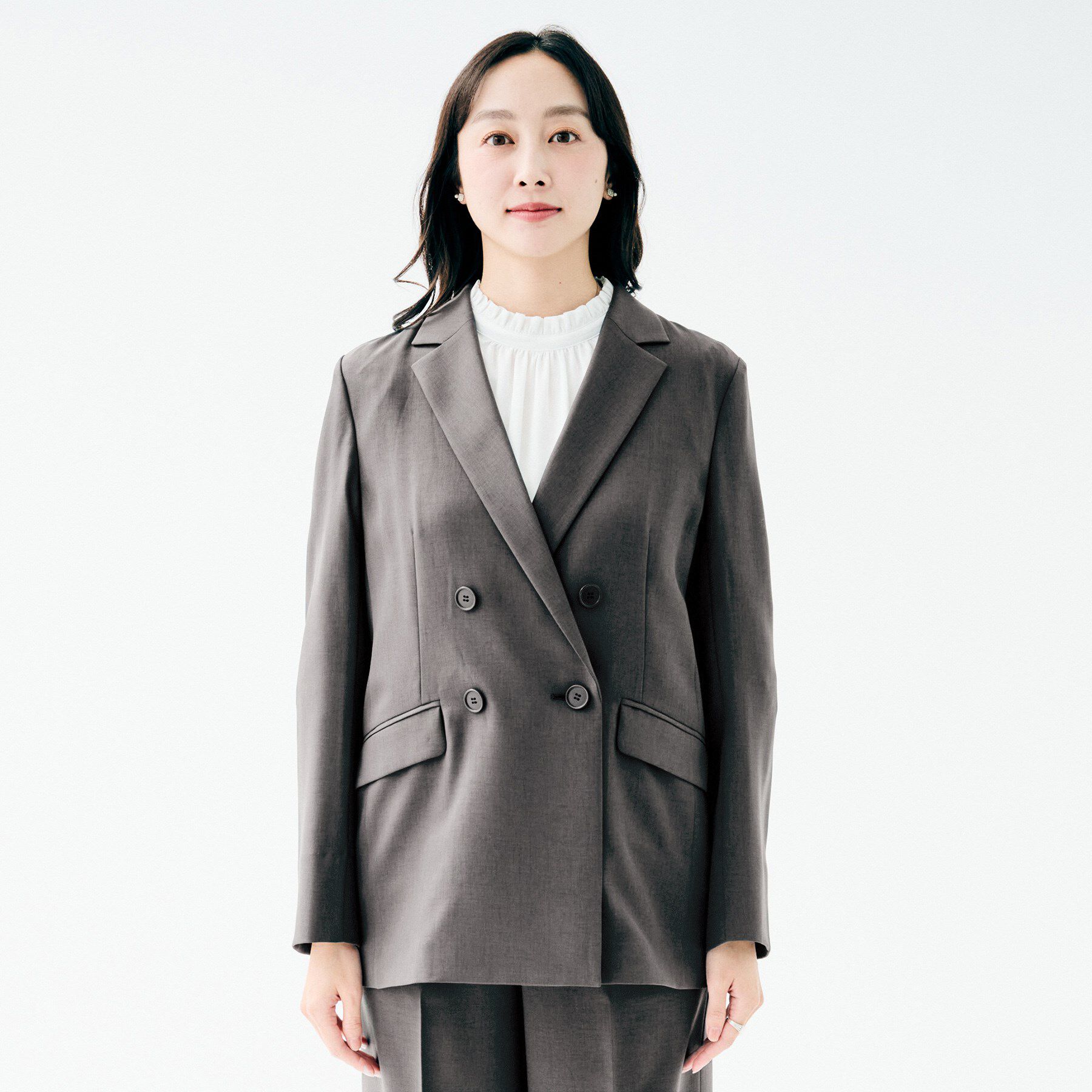 UNTITLED「【接触令感/UVカット/洗える】エアリー ダブルブレストジャケット」|テーラードジャケット|