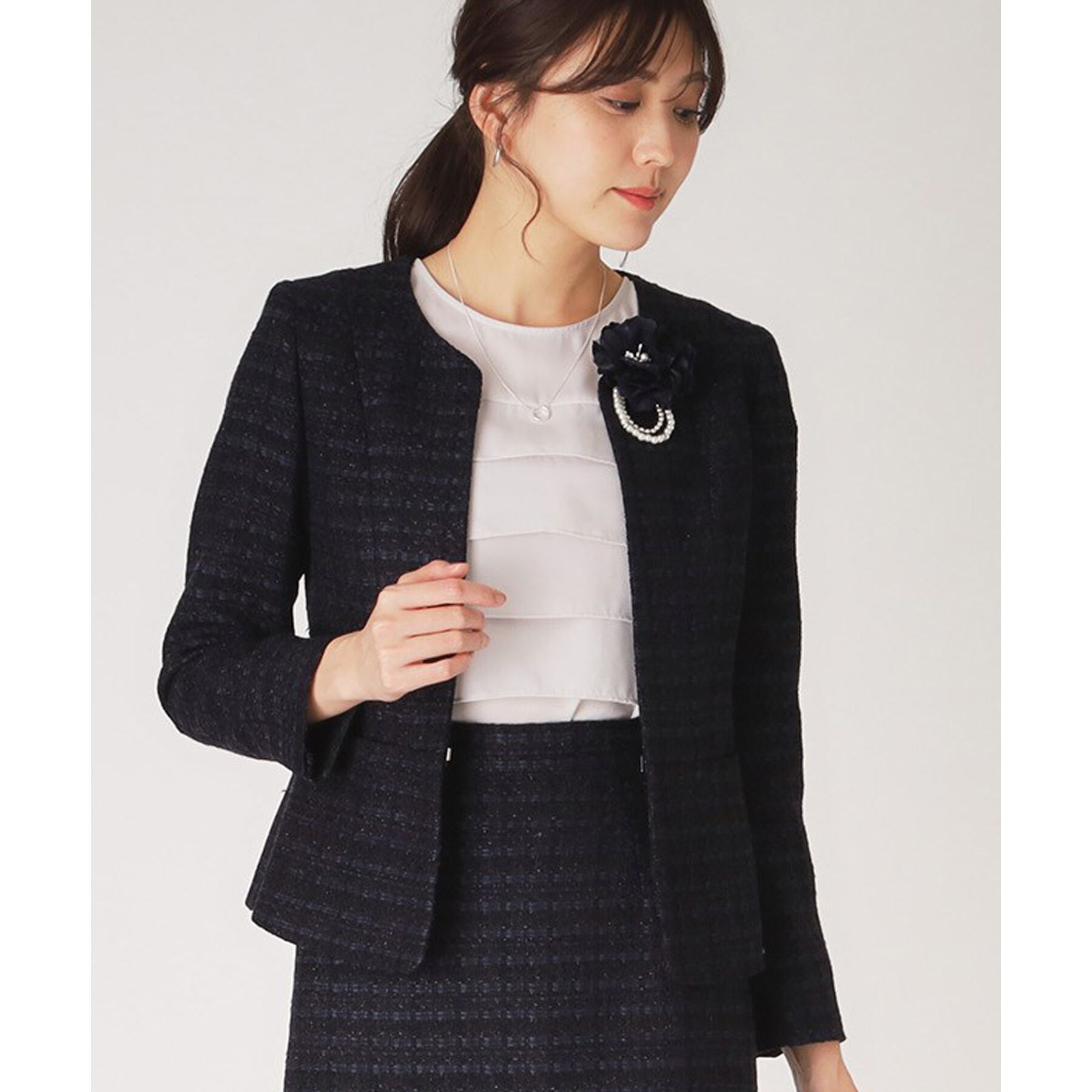 COUP DE CHANCE「【日本製】ファンシーツィードジャケット」|ノーカラージャケット|