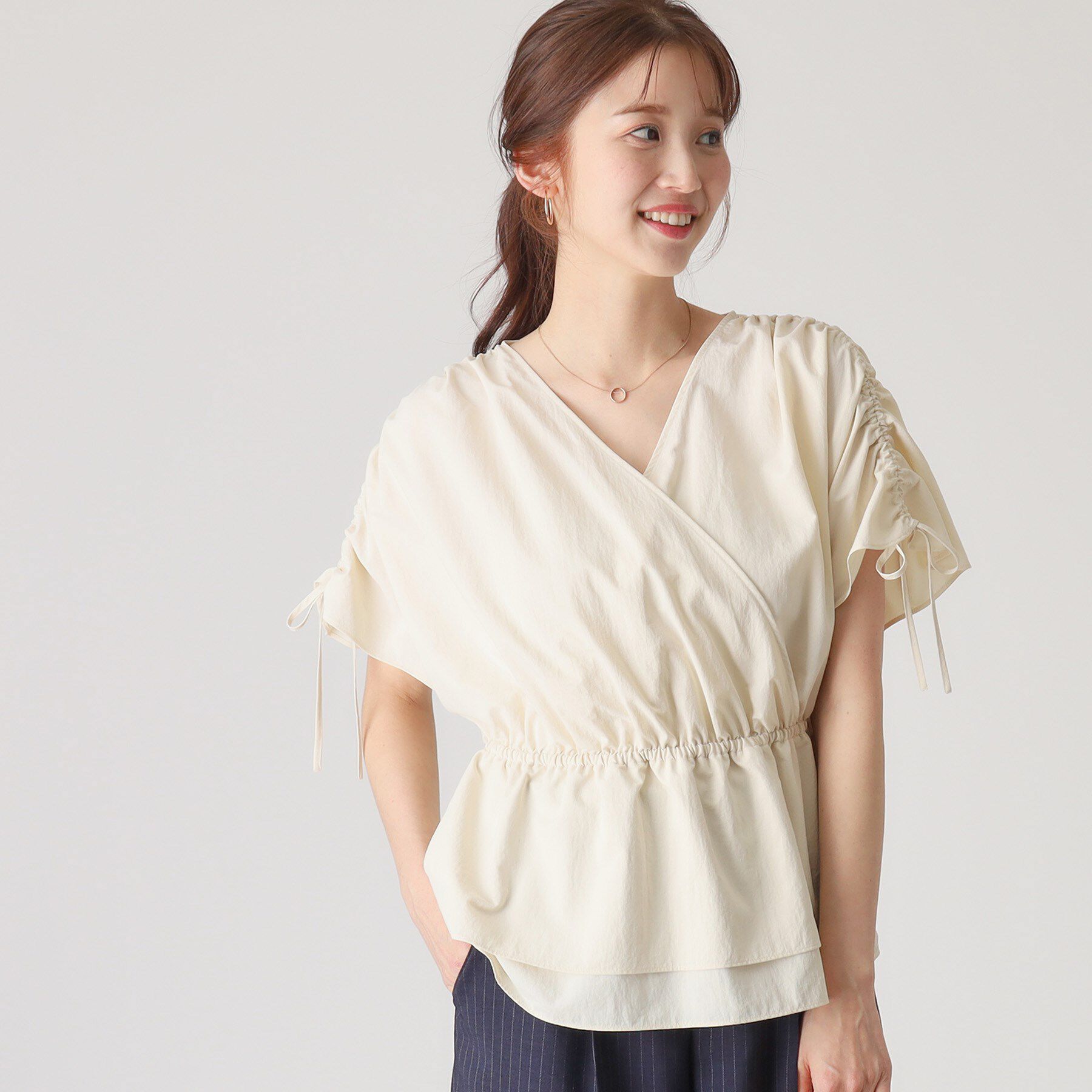 COUP DE CHANCE「【洗える／日本製】カシュクールタイプのギャザーブラウス」|シャツ・ブラウス|