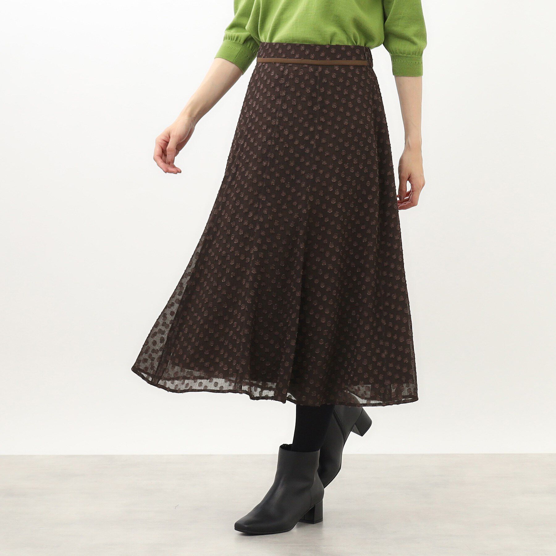 Reflect「【手洗い可】シアードットフレアスカート」|スカート|