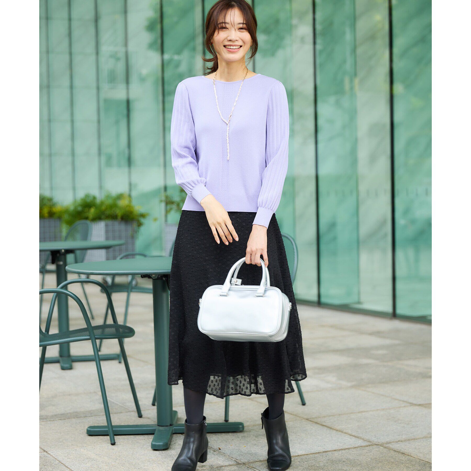 Reflect「【手洗い可】シアードットフレアスカート」|スカート|