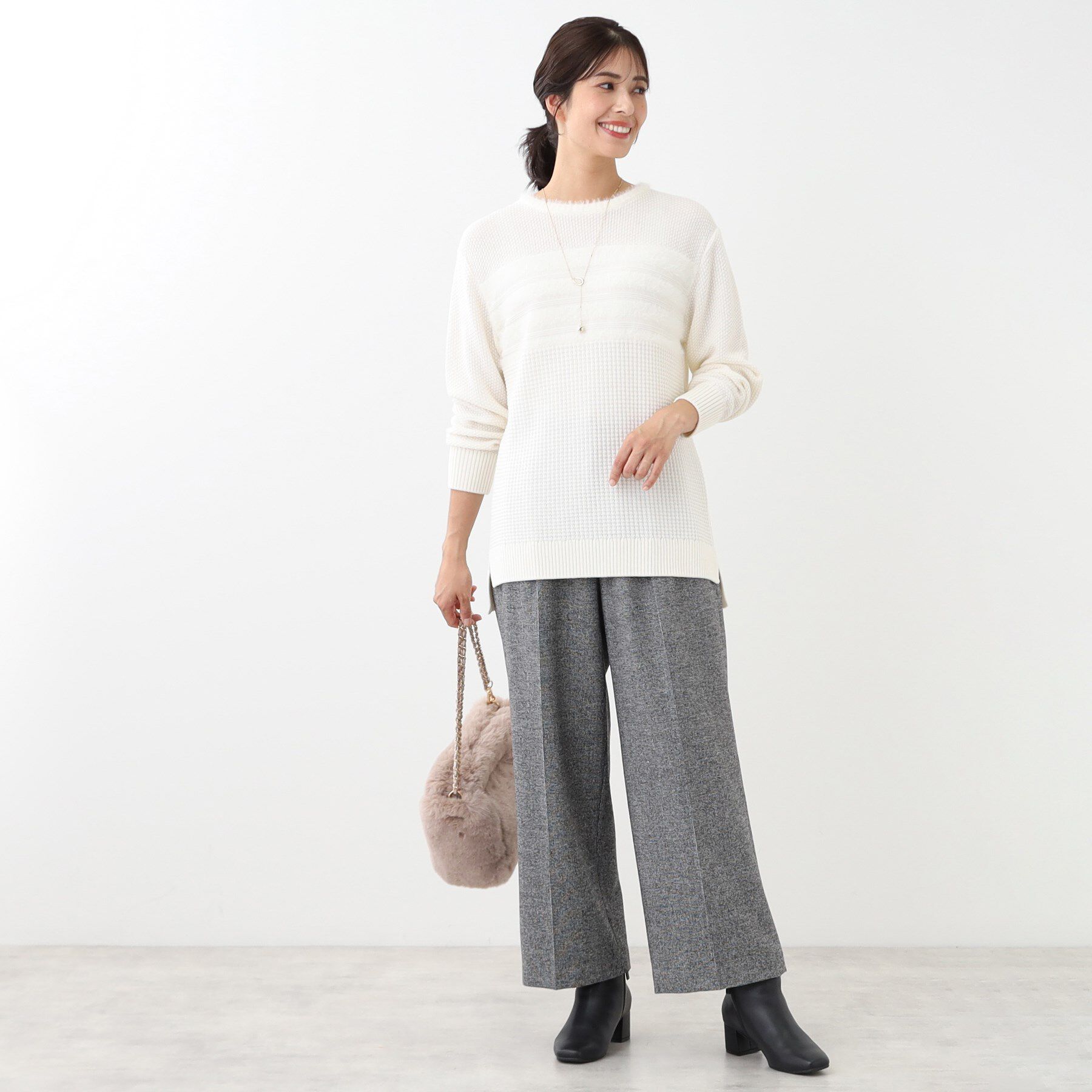 Reflect「【洗える】フェザーボーダーニット」|ニット・セーター|