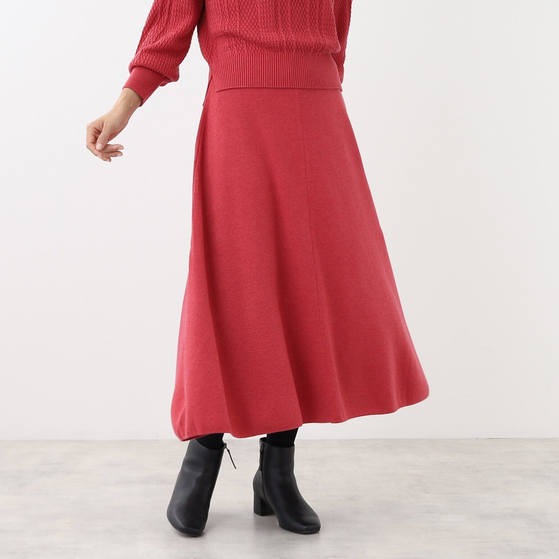 Reflect「【WEB限定カラーあり／洗える／セットアップ可】ジャカードニットスカート」|スカート|レッド(062)