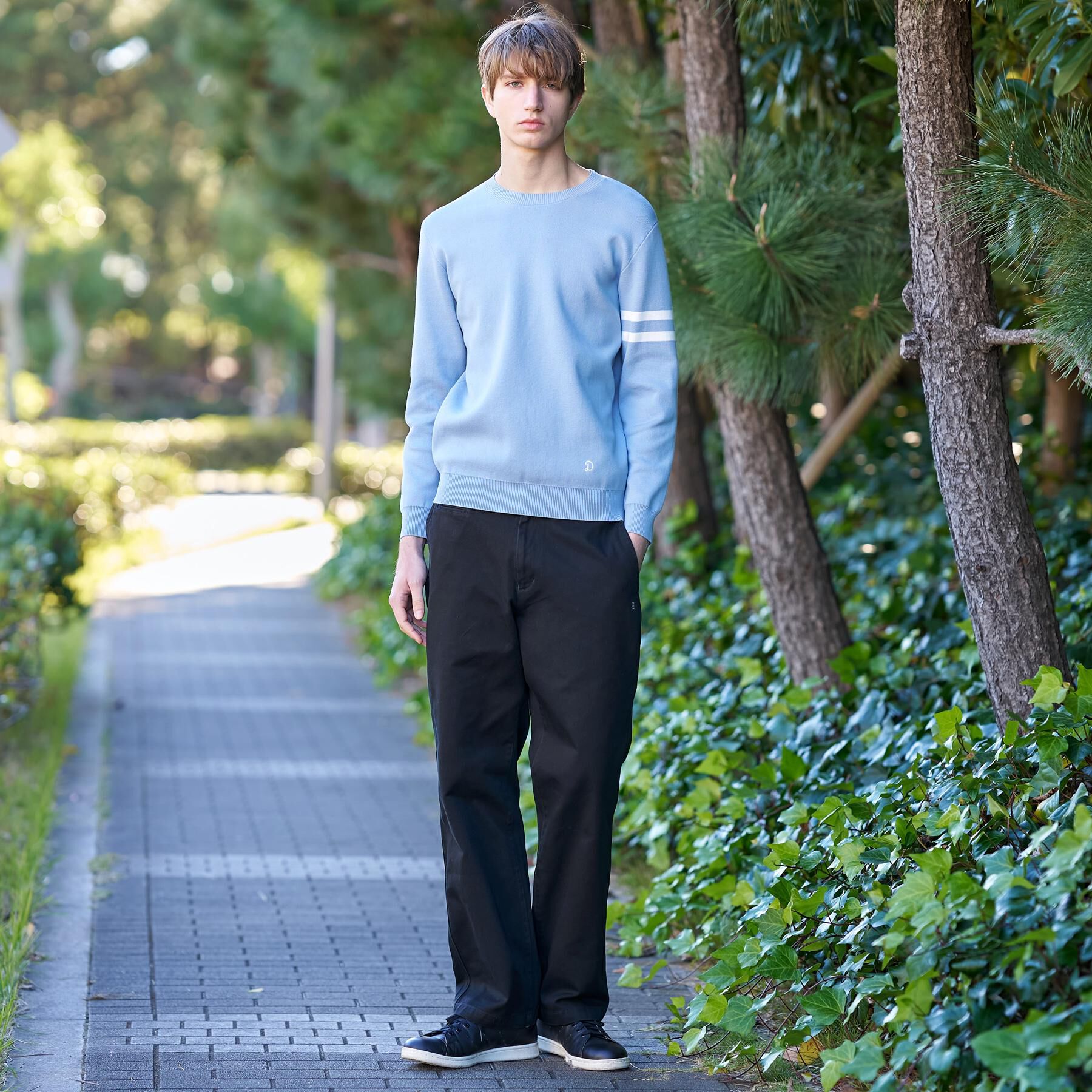 DRESSTERIOR「コットンスムース アームラインクルーネック」|ニット・セーター|