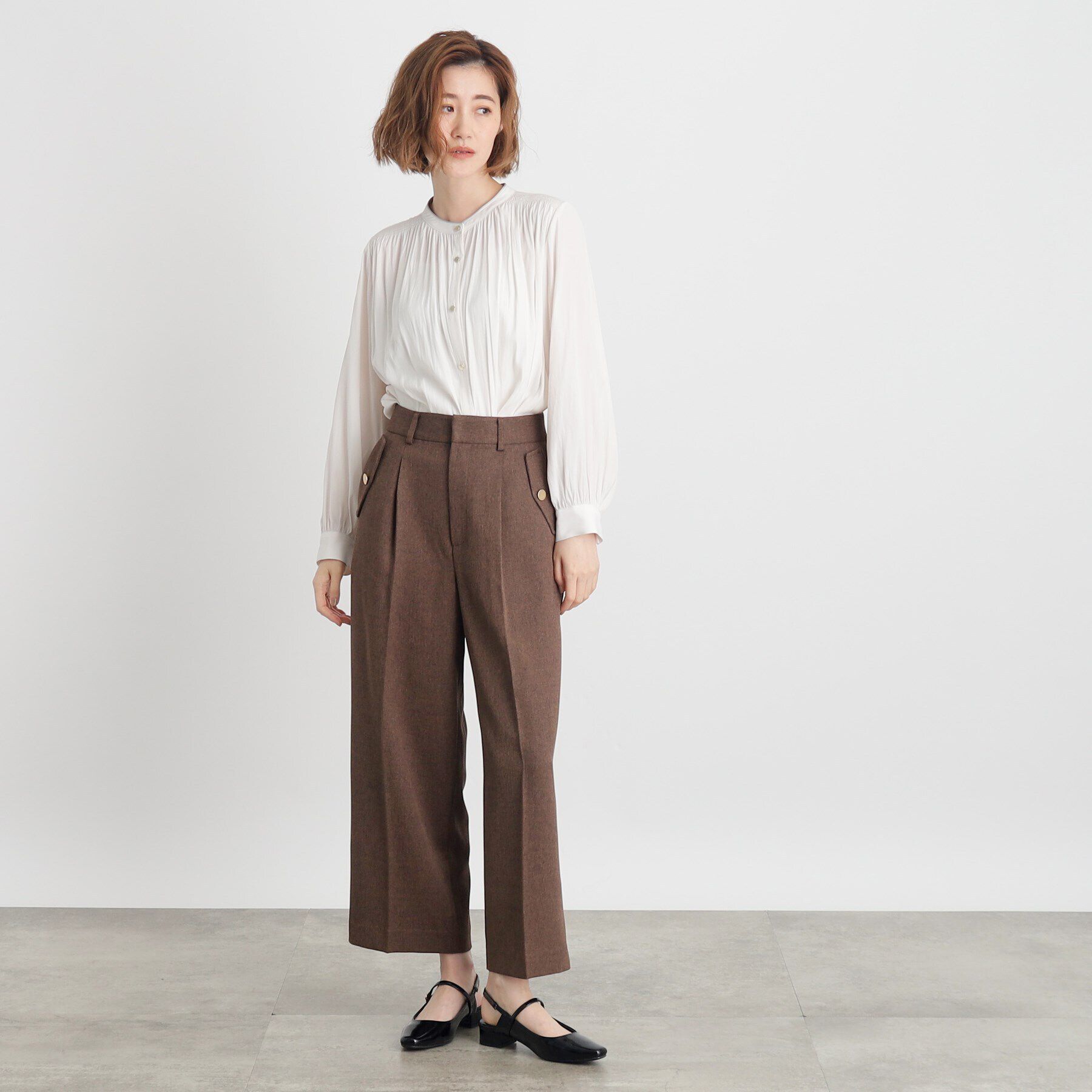 grove「＜ご自宅で洗える＞ヴィンテージサテン9分袖ブラウス」|シャツ・ブラウス|