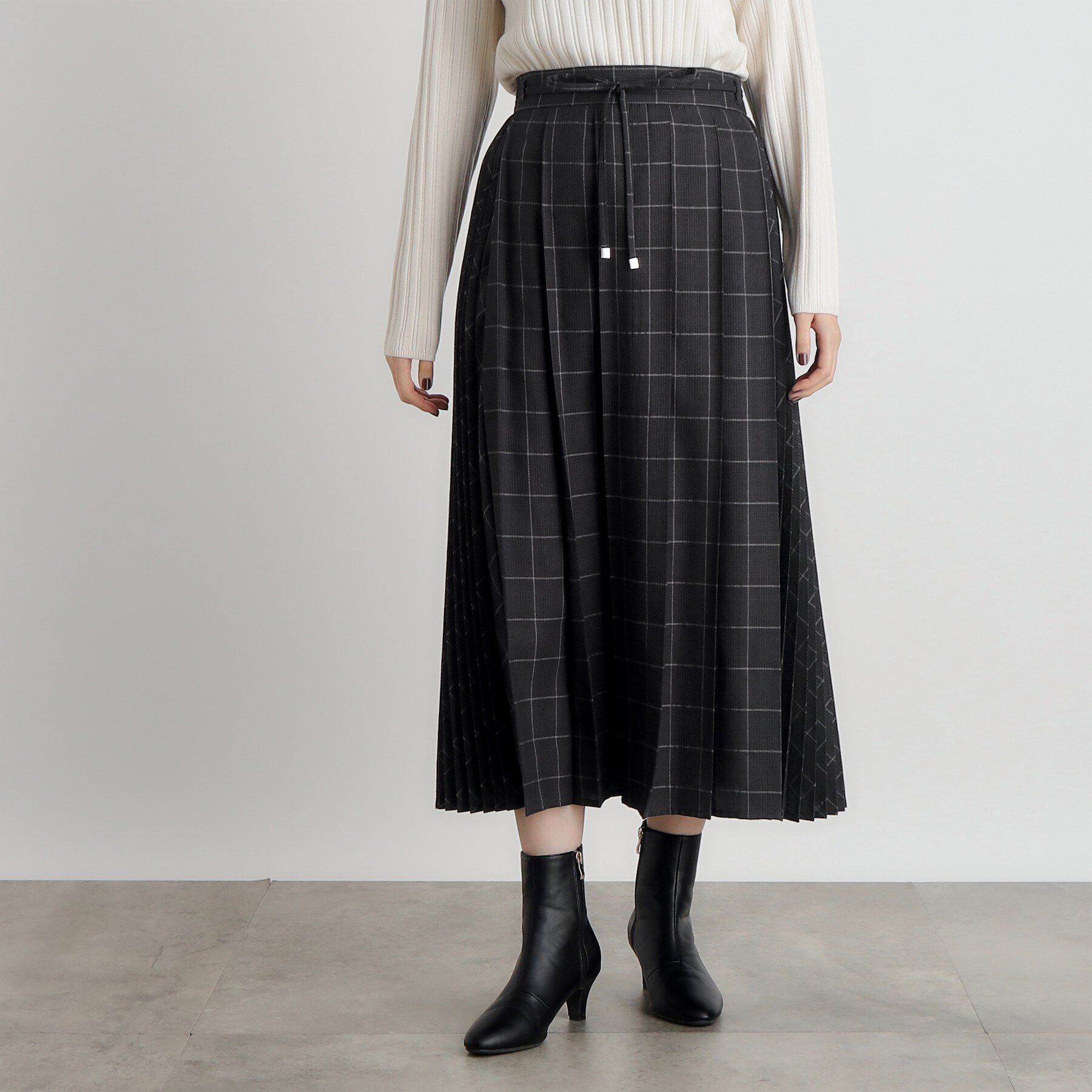 grove「ダブルプリーツチェックスカート」|スカート|