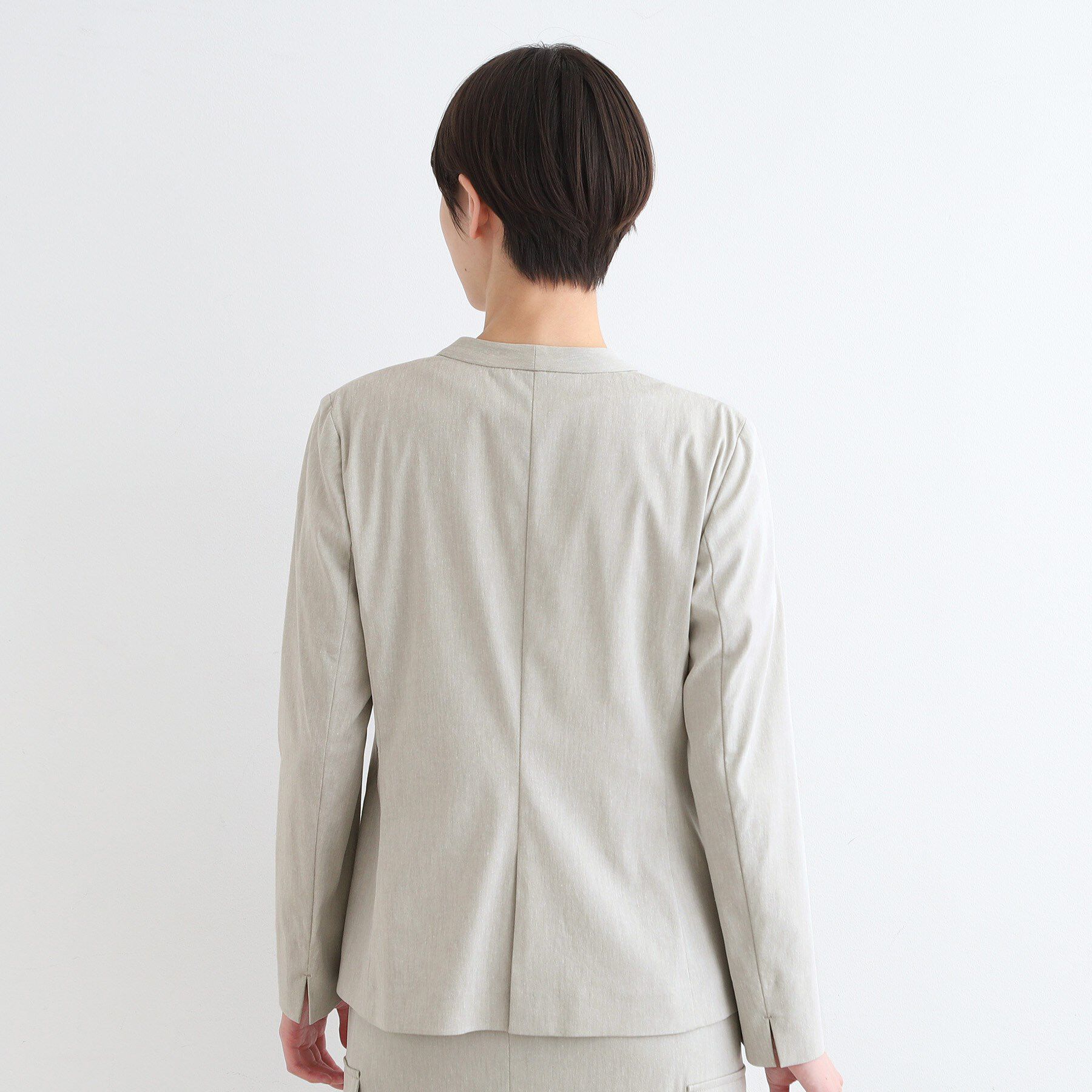 INDIVI「【洗える／UVケア／接触冷感／SETUP可能】麻混ノーカラージャケット」|スーツ|