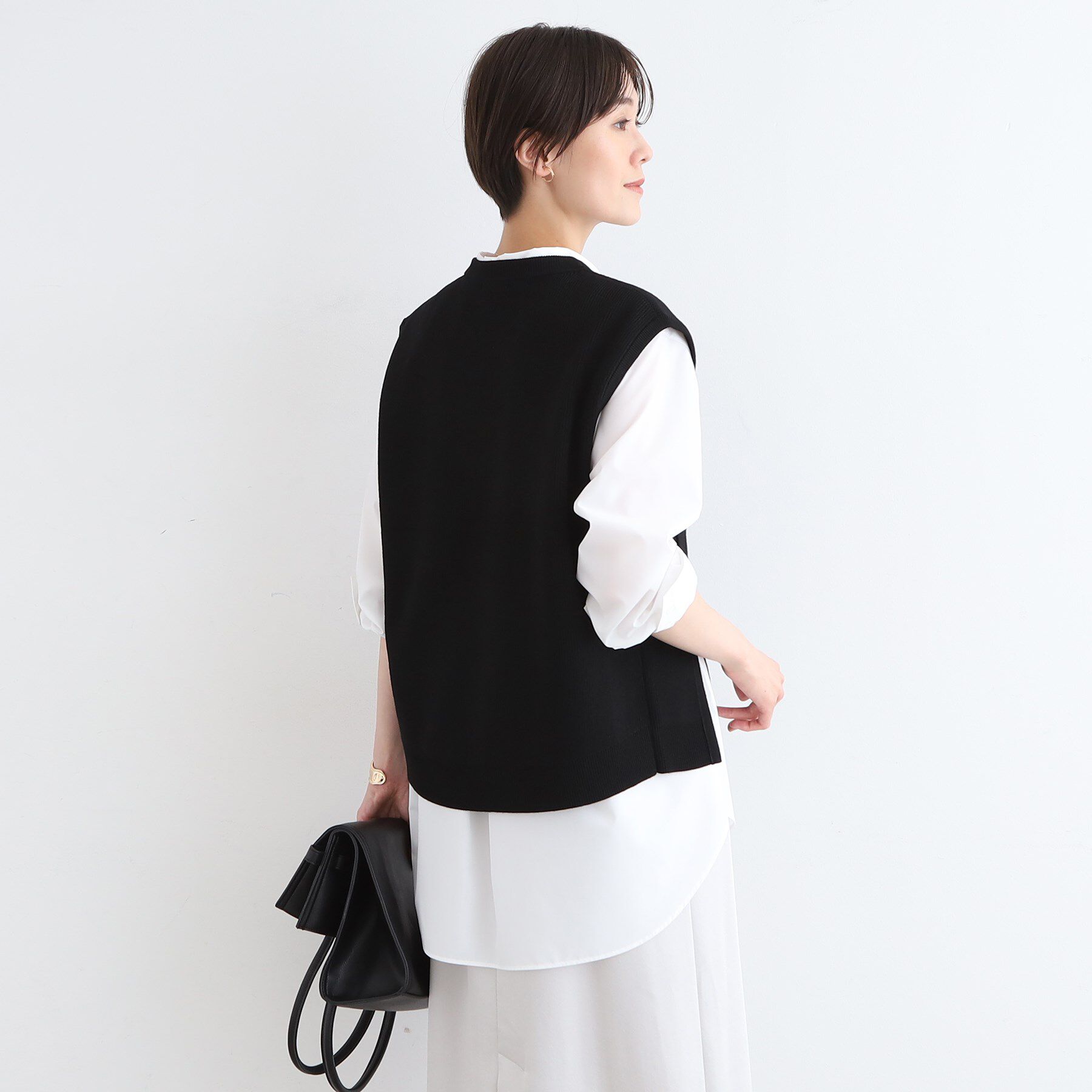 INDIVI「【洗える】アシンメトリーニットベスト」|ニット・セーター|