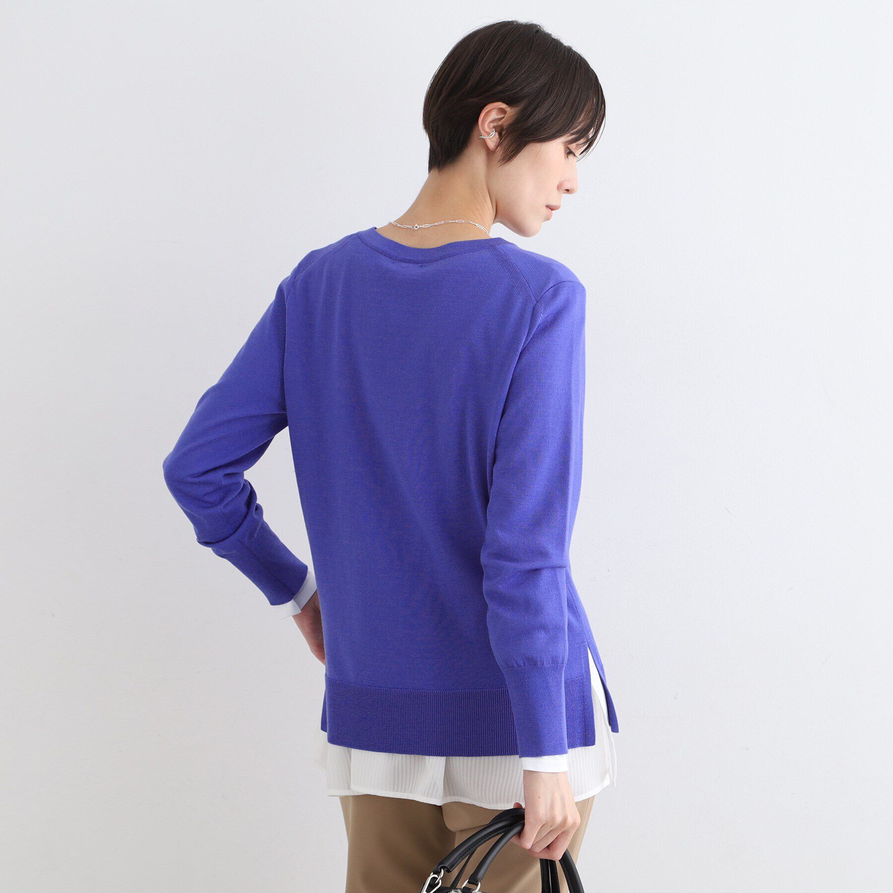 INDIVI「【ウール100%】エクストラファインメリノ Vネックニット」|ニット・セーター|