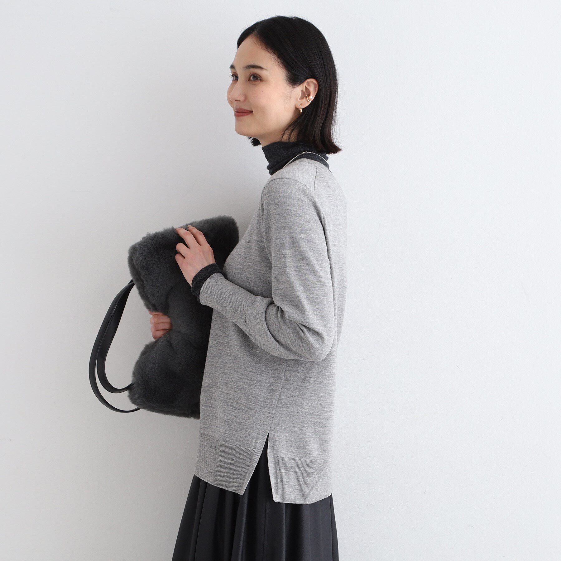 INDIVI「【ウール100%】エクストラファインメリノ Vネックニット」|ニット・セーター|