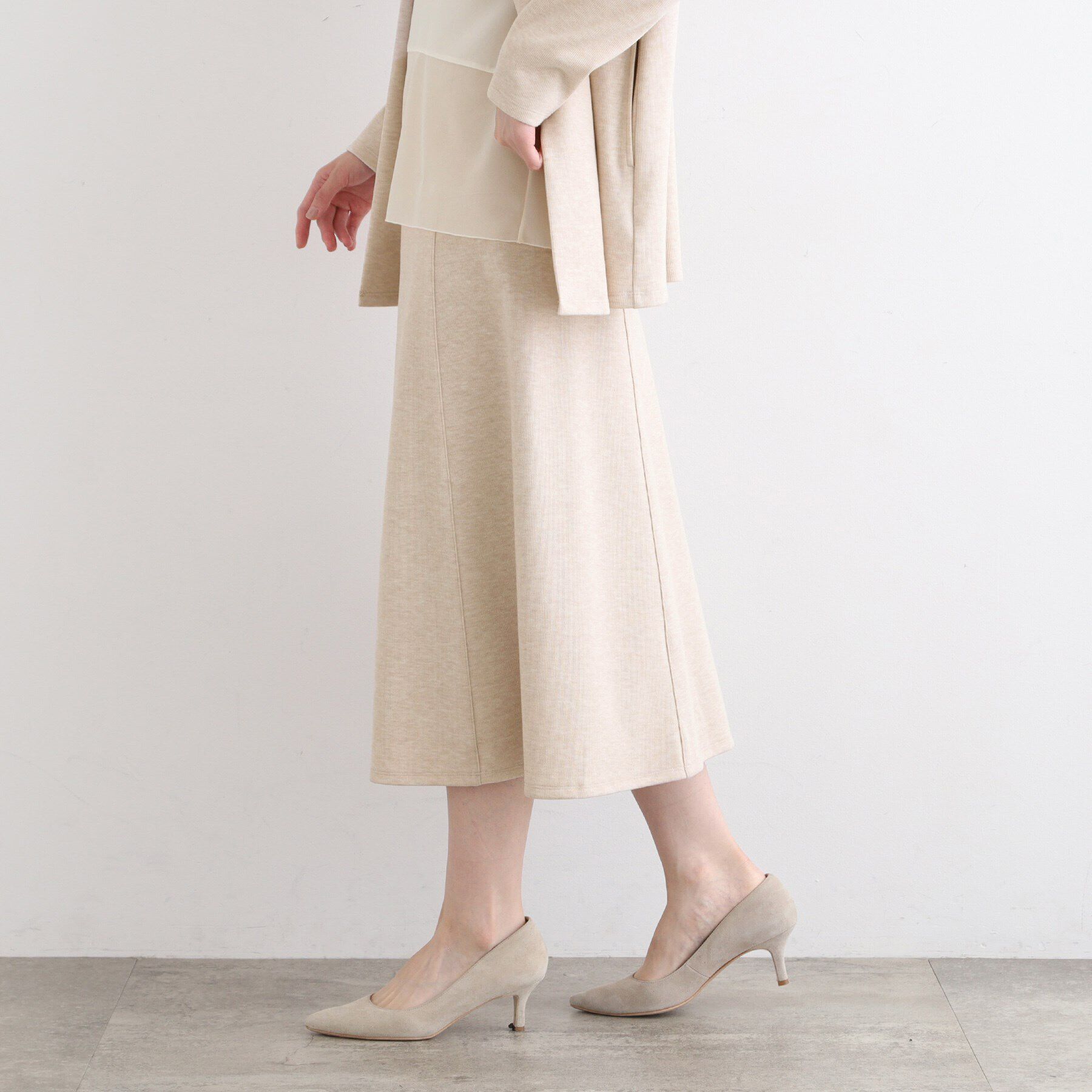 INDIVI「【洗える／UVケア／SETUP可能】ライトジャージ セミフレアスカート」|スカート|