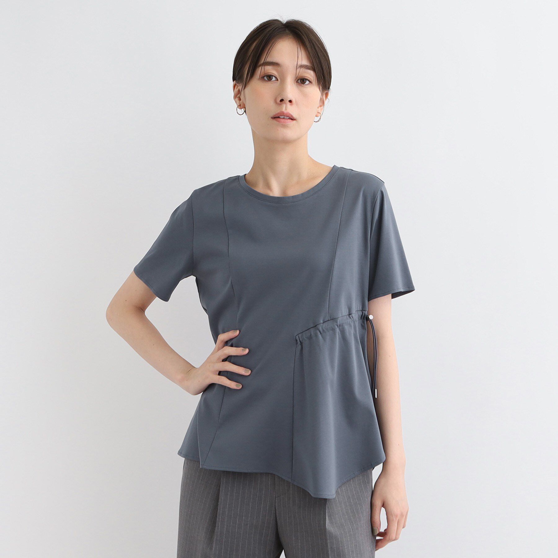 INDIVI「【洗える／トレンド】ドロストデザインTシャツ」|Tシャツ・カットソー|