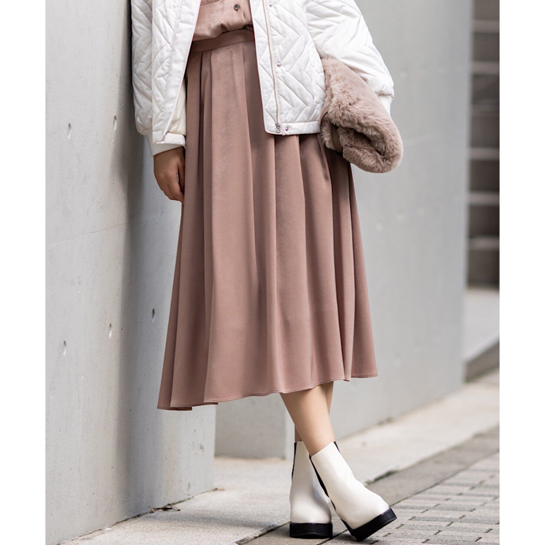 INDIVI「【洗える／UVケア】スエード調サテンタックスカート」|スカート|